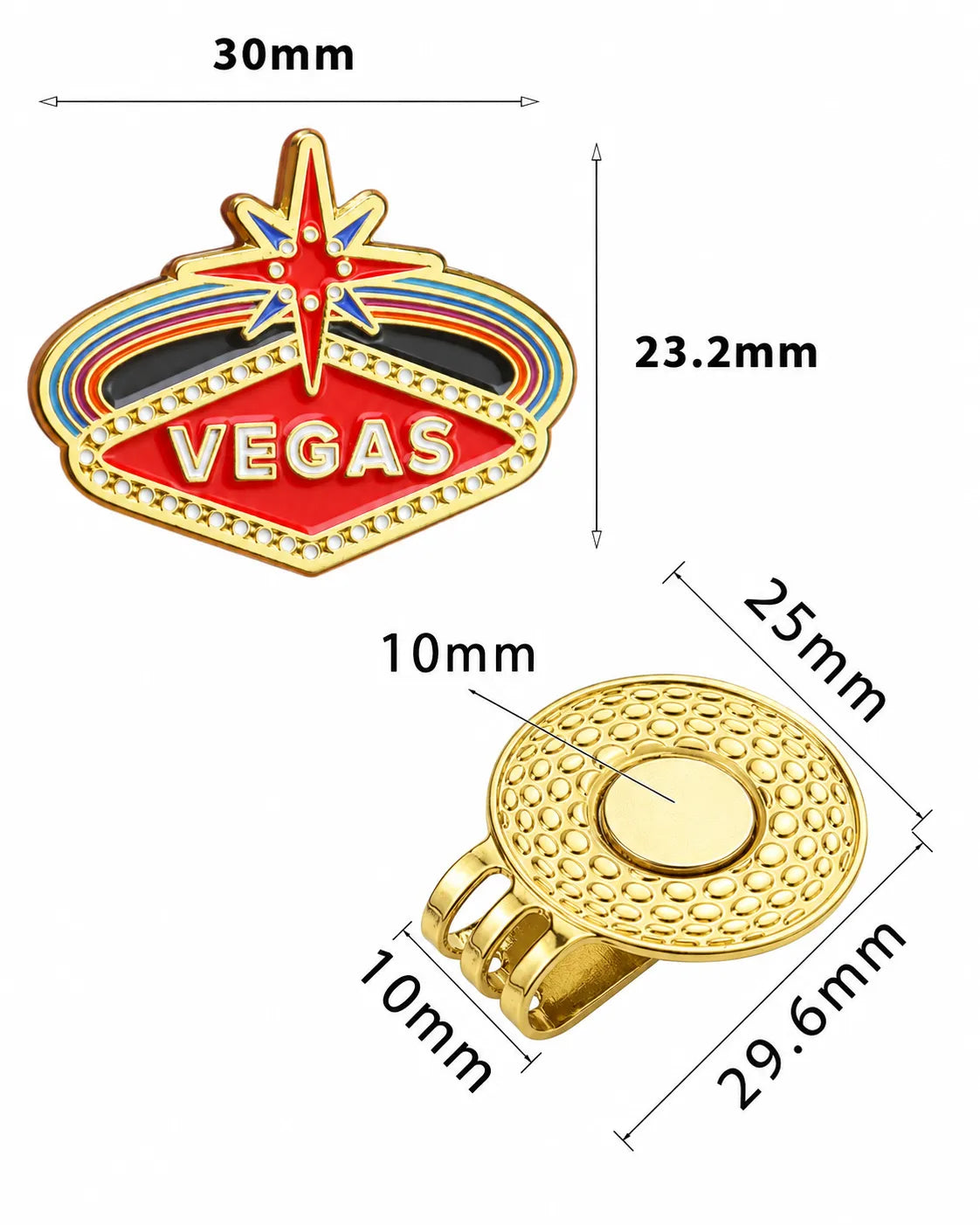 Metal Hat Clip Golf Ball Marker - Vegas Nights