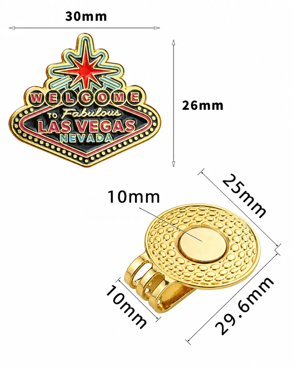 Metal Hat Clip Golf Ball Marker - Fabulous Las Vegas