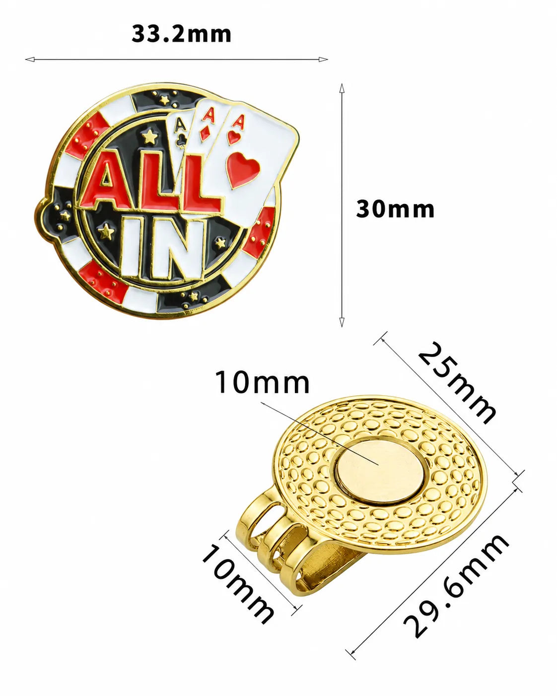 Metal Hat Clip Golf Ball Marker - All In