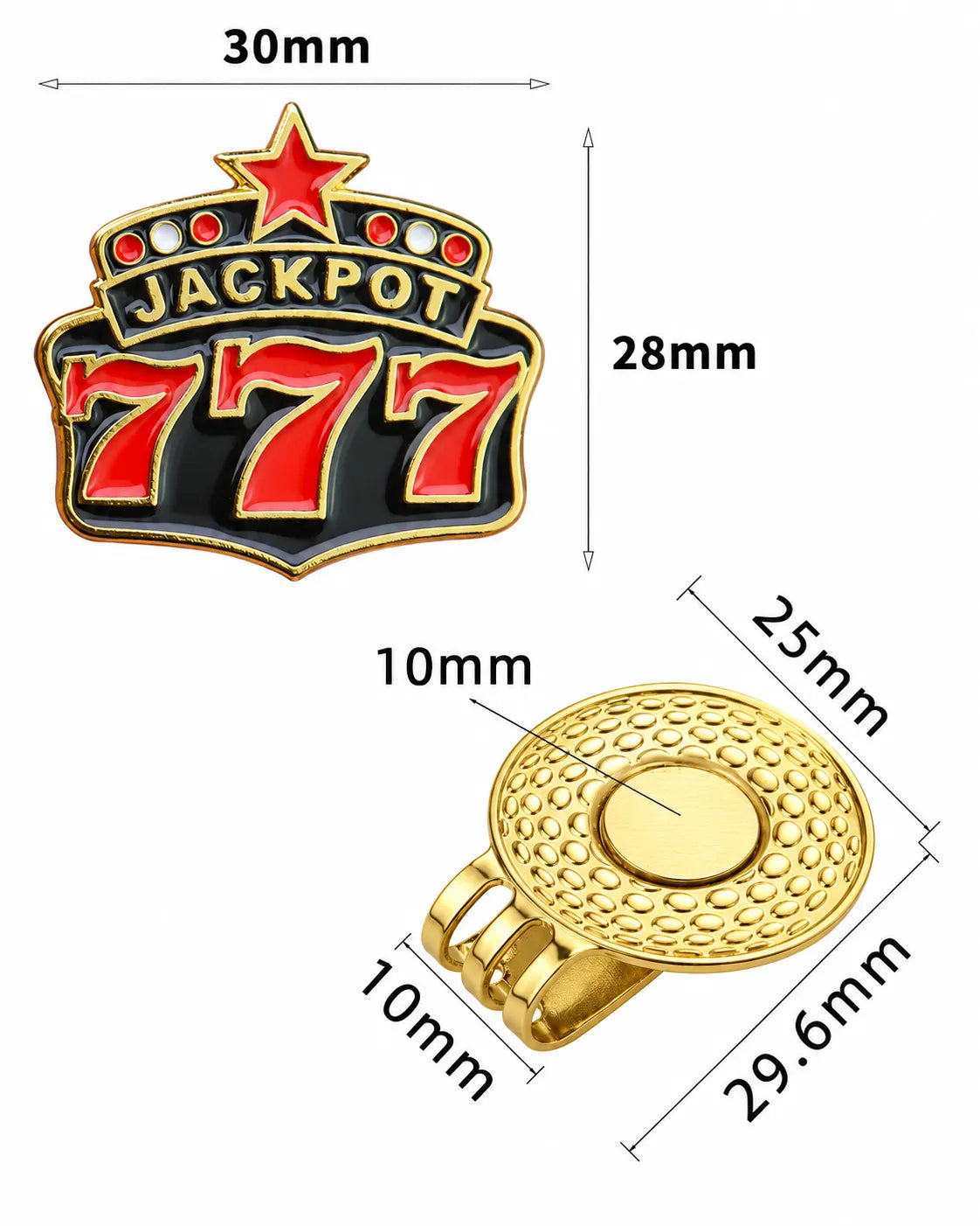 Metal Hat Clip Golf Ball Marker - Jackpot 777